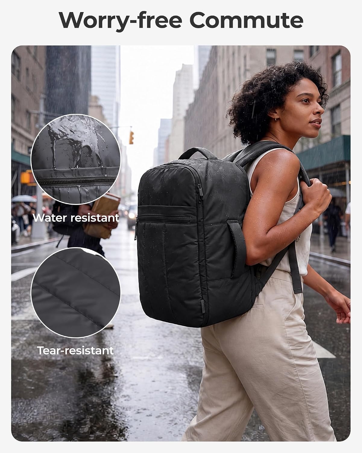 image:imageBAGSMART Backpack for Women Travel Backpack with Large Side Pocket 156 Inch Work College Backpack Purse Waterproof Business Teacher Laptop Bag Camel173 Ingreen