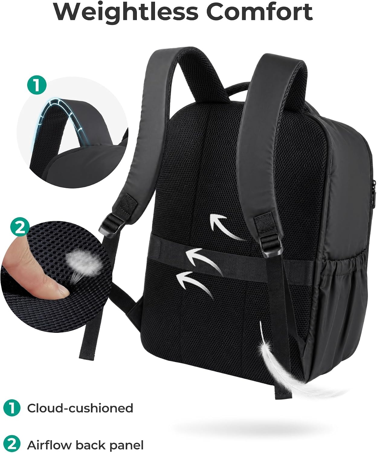 image:imageBAGSMART Backpack for Women Travel Backpack with Large Side Pocket 156 Inch Work College Backpack Purse Waterproof Business Teacher Laptop Bag Camel173 Inblack