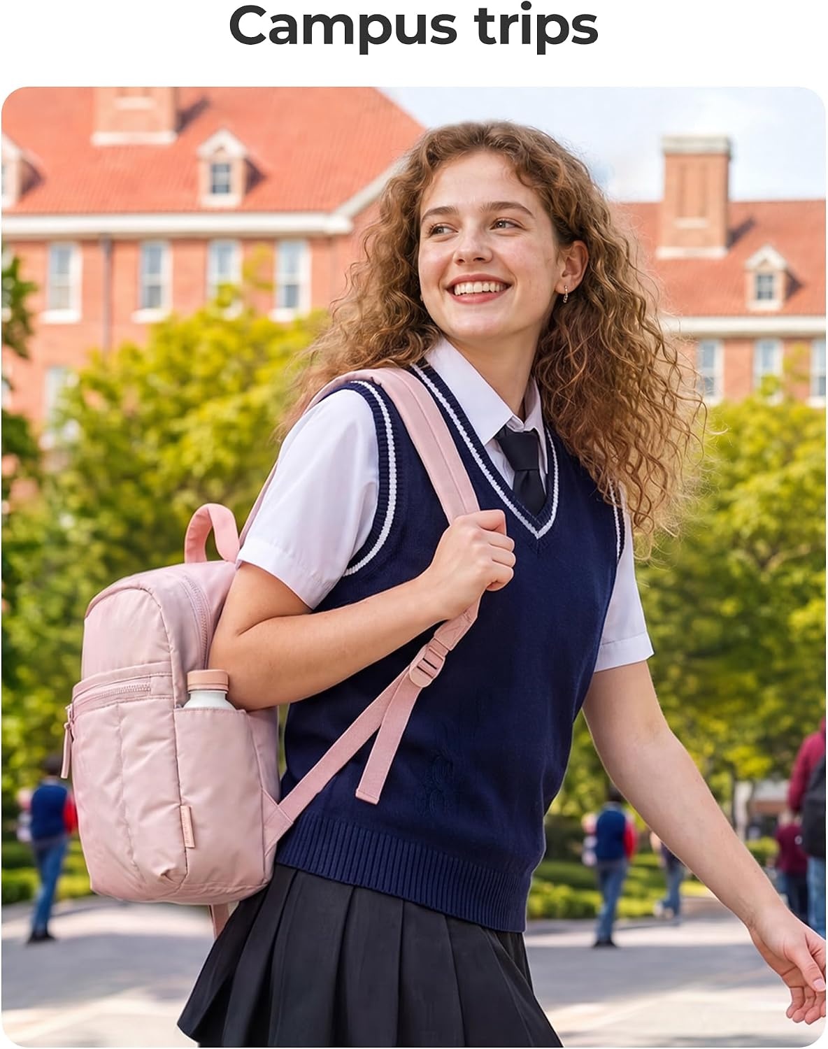 image:imageBAGSMART Backpack for Women Travel Backpack with Large Side Pocket 156 Inch Work College Backpack Purse Waterproof Business Teacher Laptop Bag Camel97 Inpink