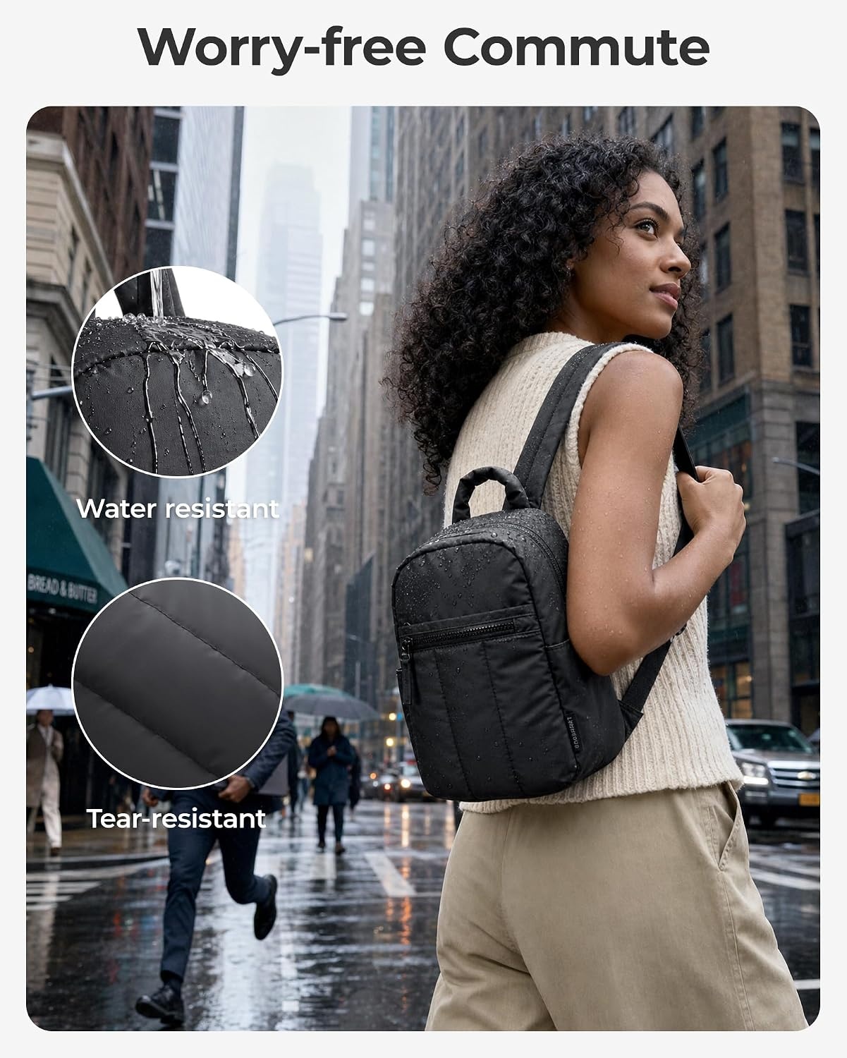 image:imageBAGSMART Backpack for Women Travel Backpack with Large Side Pocket 156 Inch Work College Backpack Purse Waterproof Business Teacher Laptop Bag Camel97 Inblack