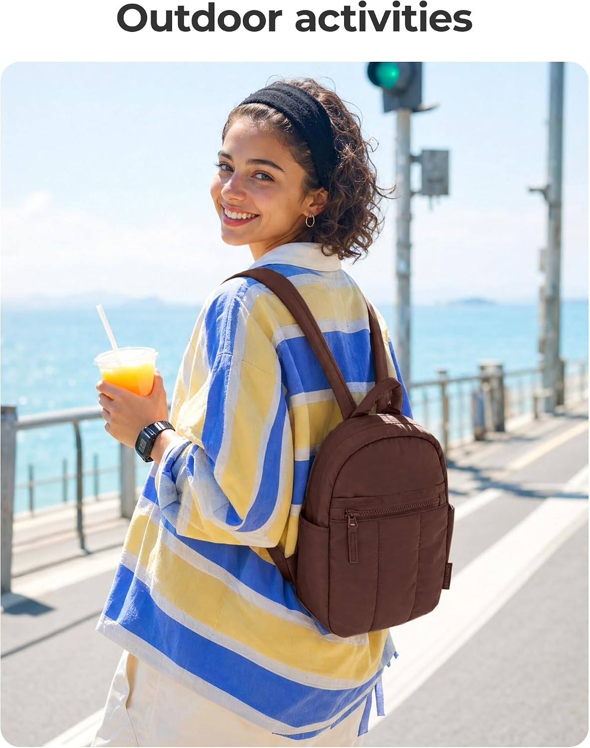 image:imageBAGSMART Backpack for Women Travel Backpack with Large Side Pocket 156 Inch Work College Backpack Purse Waterproof Business Teacher Laptop Bag Camel97 Inchocolate