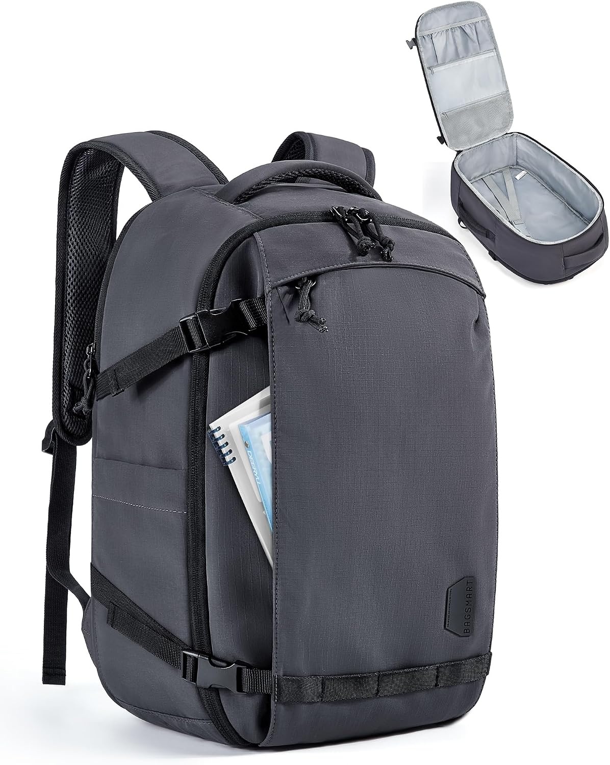 image:imageBAGSMART Travel Backpack Women 156 Inch Carry On Backpack Flight Approved TSA Approved Personal Item Travel Bag Water Resistant Weekender Bag Luggage Daypack Forest GreenCharcoal