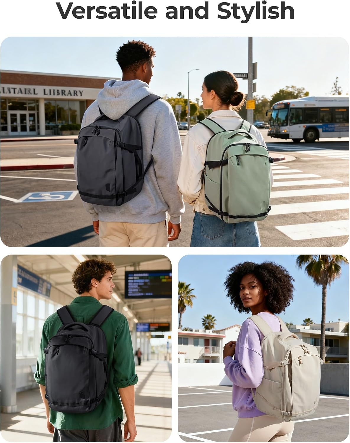image:imageBAGSMART Travel Backpack Women 156 Inch Carry On Backpack Flight Approved TSA Approved Personal Item Travel Bag Water Resistant Weekender Bag Luggage Daypack Forest GreenHaze Green