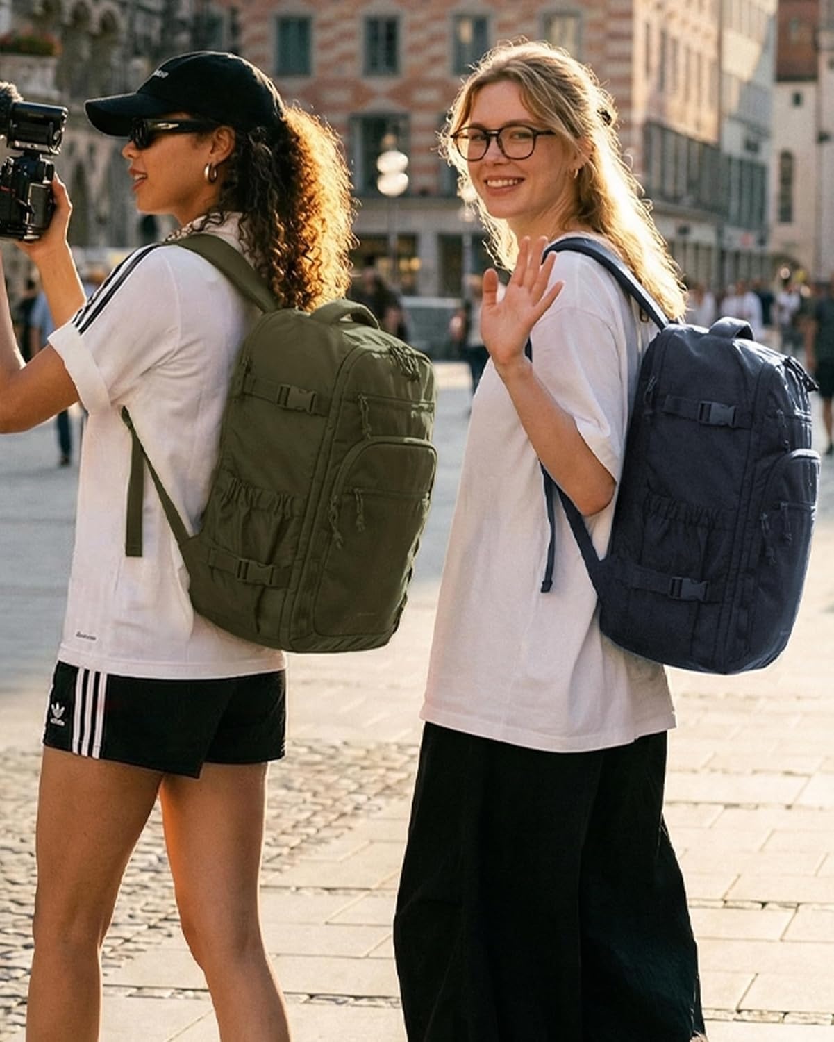 image:imageBAGSMART Travel Backpack for Women amp Men 173 inch Laptop Flight Approved Carry on Backpack with Shoe bag amp 2 Packing Cubes WaterResistant Large Business Travel Bag Weekender Bag Navy BlueOlive Green