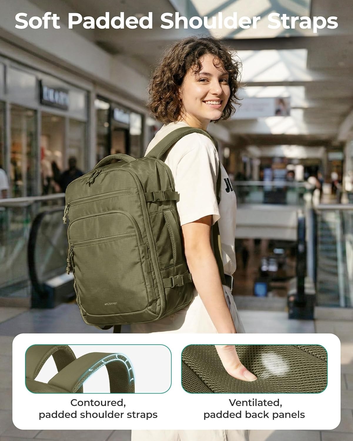 image:imageBAGSMART Travel Backpack for Women amp Men 173 inch Laptop Flight Approved Carry on Backpack with Shoe bag amp 2 Packing Cubes WaterResistant Large Business Travel Bag Weekender Bag Navy BlueNavy Blue