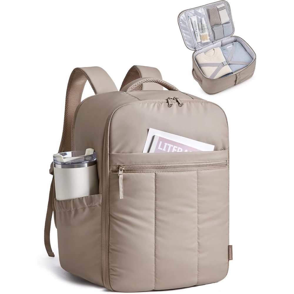 image:imageBAGSMART Backpack for Women Travel Backpack with Large Side Pocket 156 Inch Work College Backpack Purse Waterproof Business Teacher Laptop Bag Camel173 Incamel