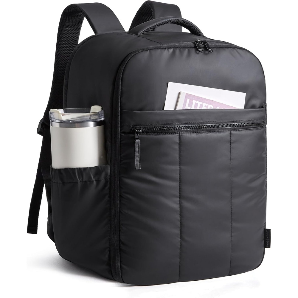 image:imageBAGSMART Backpack for Women Travel Backpack with Large Side Pocket 156 Inch Work College Backpack Purse Waterproof Business Teacher Laptop Bag Camel173 Inblack