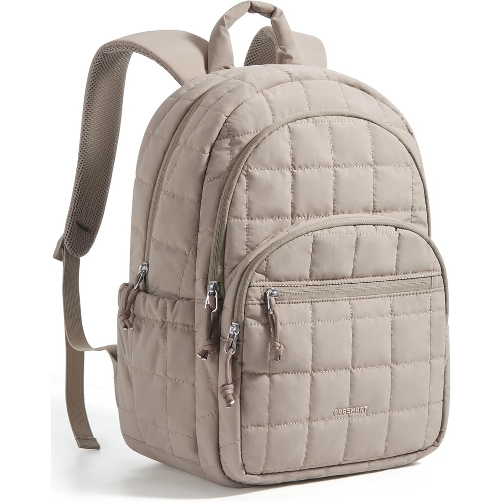 image:imageBAGSMART College Laptop Backpack Travel Backpack for Women Quilted Casual Daypack WaterResistant Bookbag for 156 Inch Laptop Cherry RedCamel