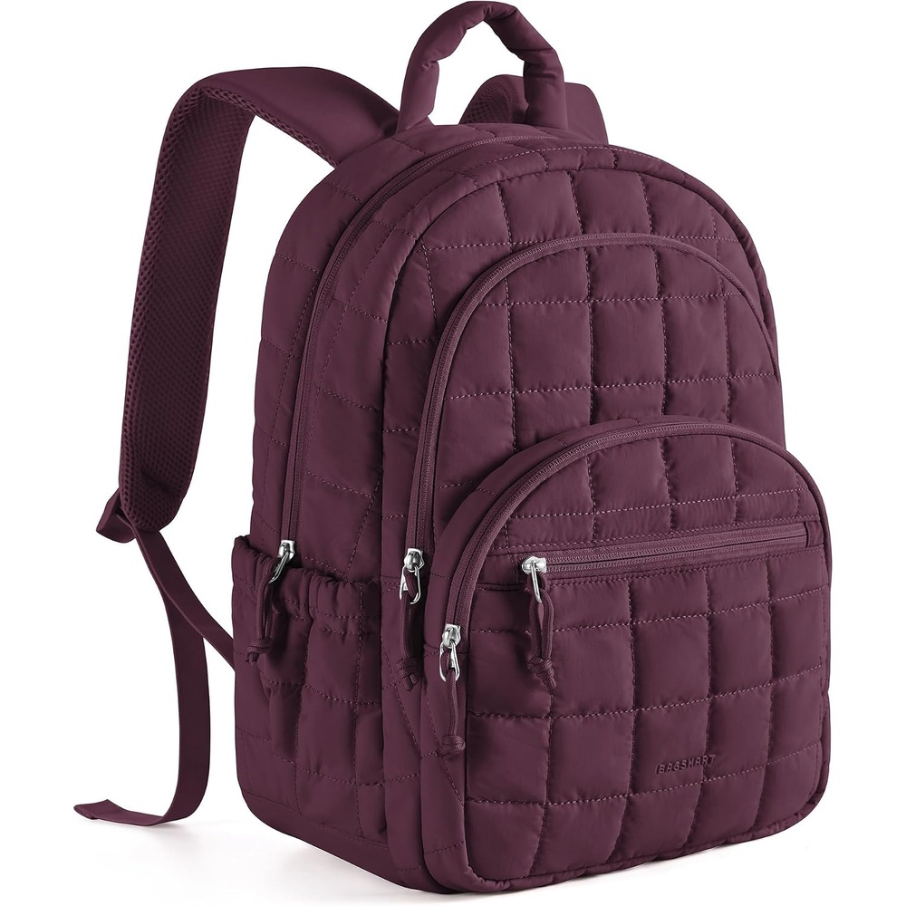 image:imageBAGSMART College Laptop Backpack Travel Backpack for Women Quilted Casual Daypack WaterResistant Bookbag for 156 Inch Laptop Cherry RedCherry Red