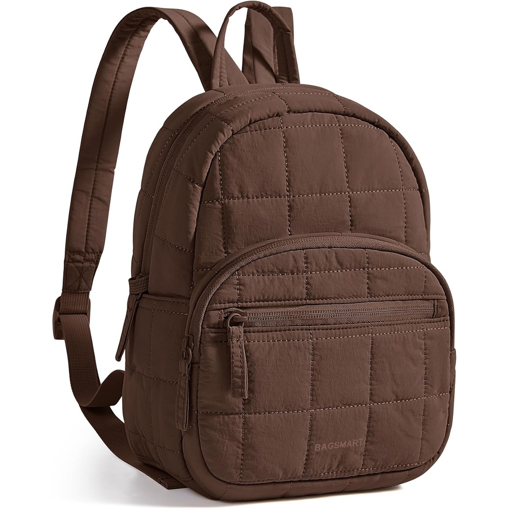 image:imageBAGSMART College Laptop Backpack Travel Backpack for Women Quilted Casual Daypack WaterResistant Bookbag for 156 Inch Laptop Cherry RedDark Mocha