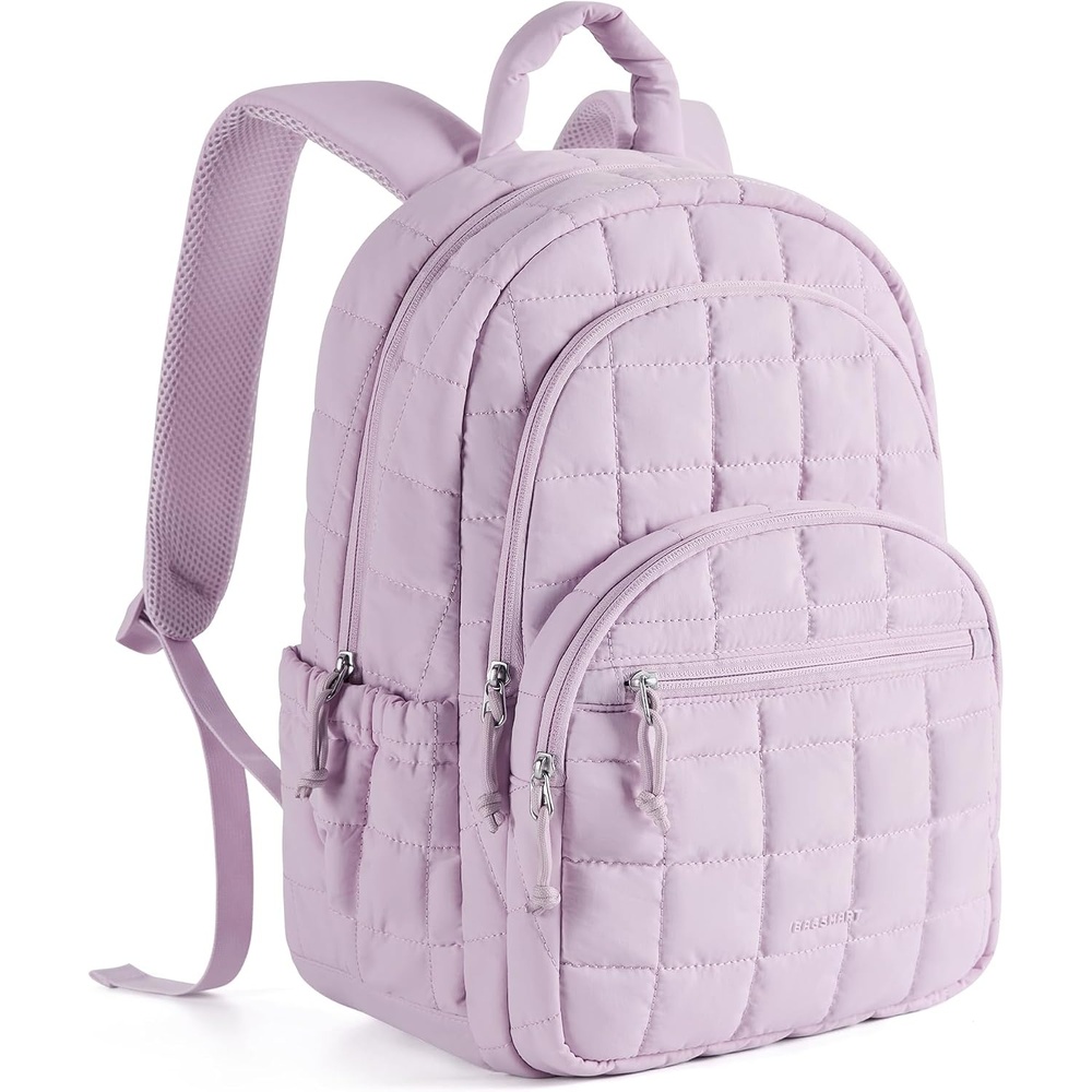 image:imageBAGSMART College Laptop Backpack Travel Backpack for Women Quilted Casual Daypack WaterResistant Bookbag for 156 Inch Laptop Cherry RedLavender