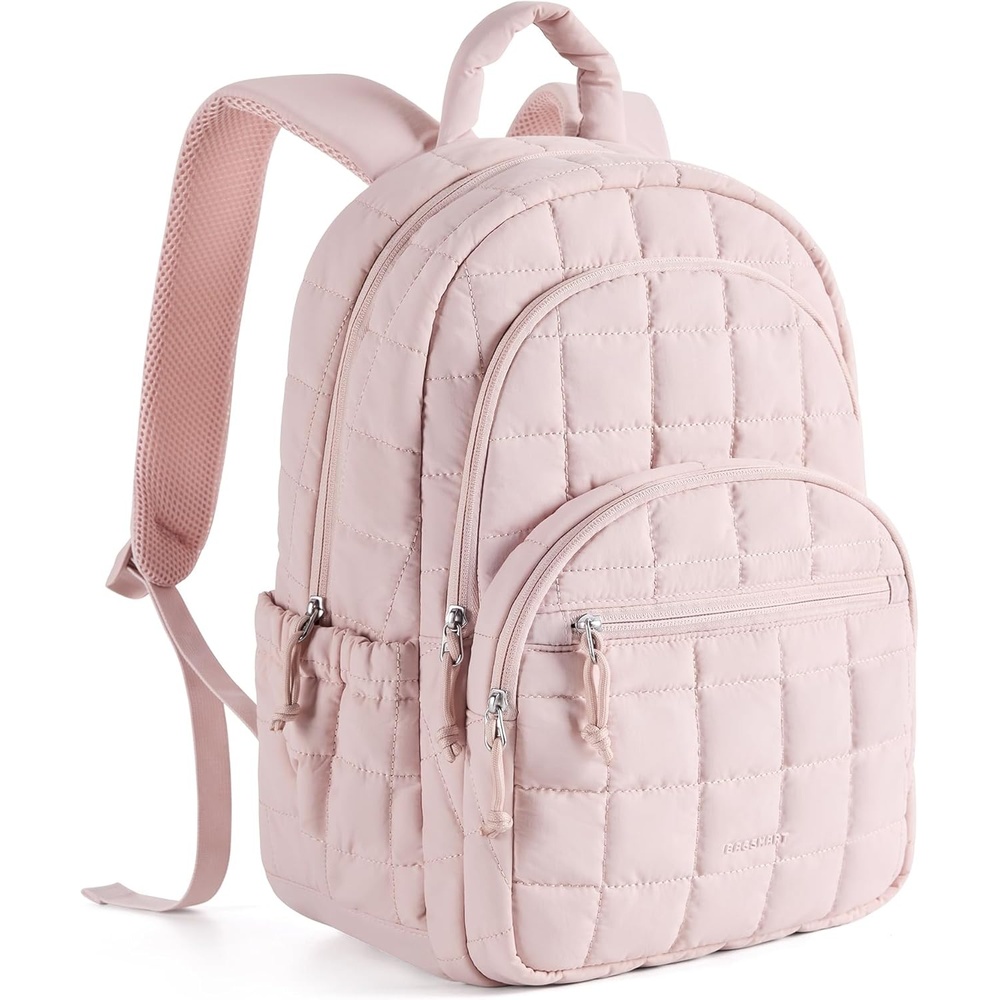 image:imageBAGSMART College Laptop Backpack Travel Backpack for Women Quilted Casual Daypack WaterResistant Bookbag for 156 Inch Laptop Cherry RedPink
