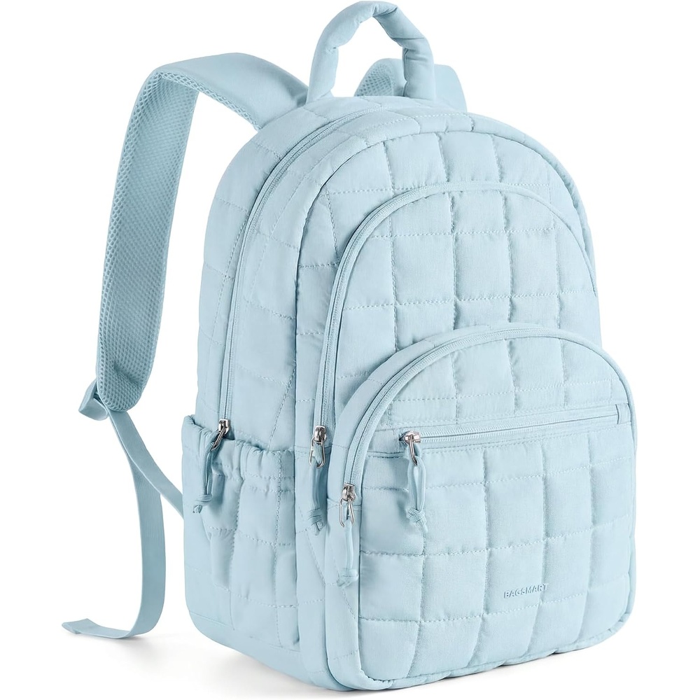 image:imageBAGSMART College Laptop Backpack Travel Backpack for Women Quilted Casual Daypack WaterResistant Bookbag for 156 Inch Laptop Cherry RedSky Blue