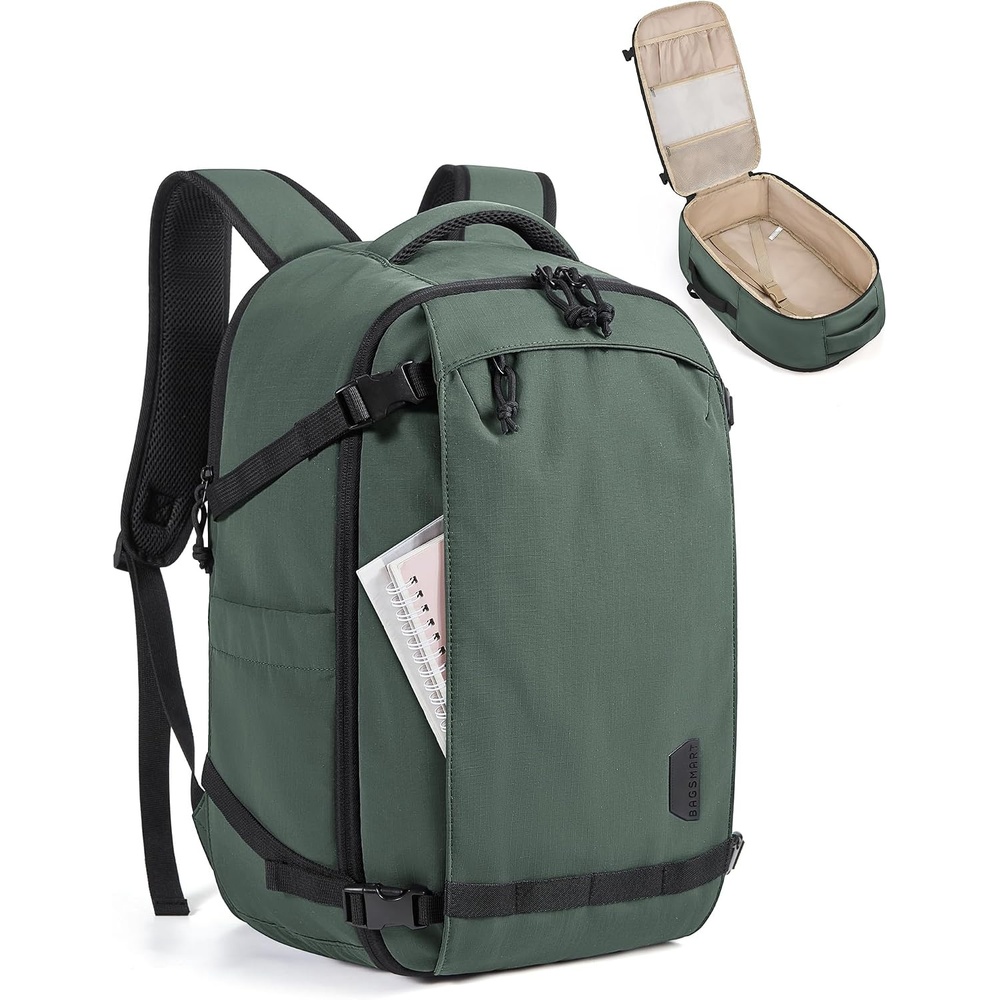 image:imageBAGSMART Travel Backpack Women 156 Inch Carry On Backpack Flight Approved TSA Approved Personal Item Travel Bag Water Resistant Weekender Bag Luggage Daypack Forest GreenHaze Green