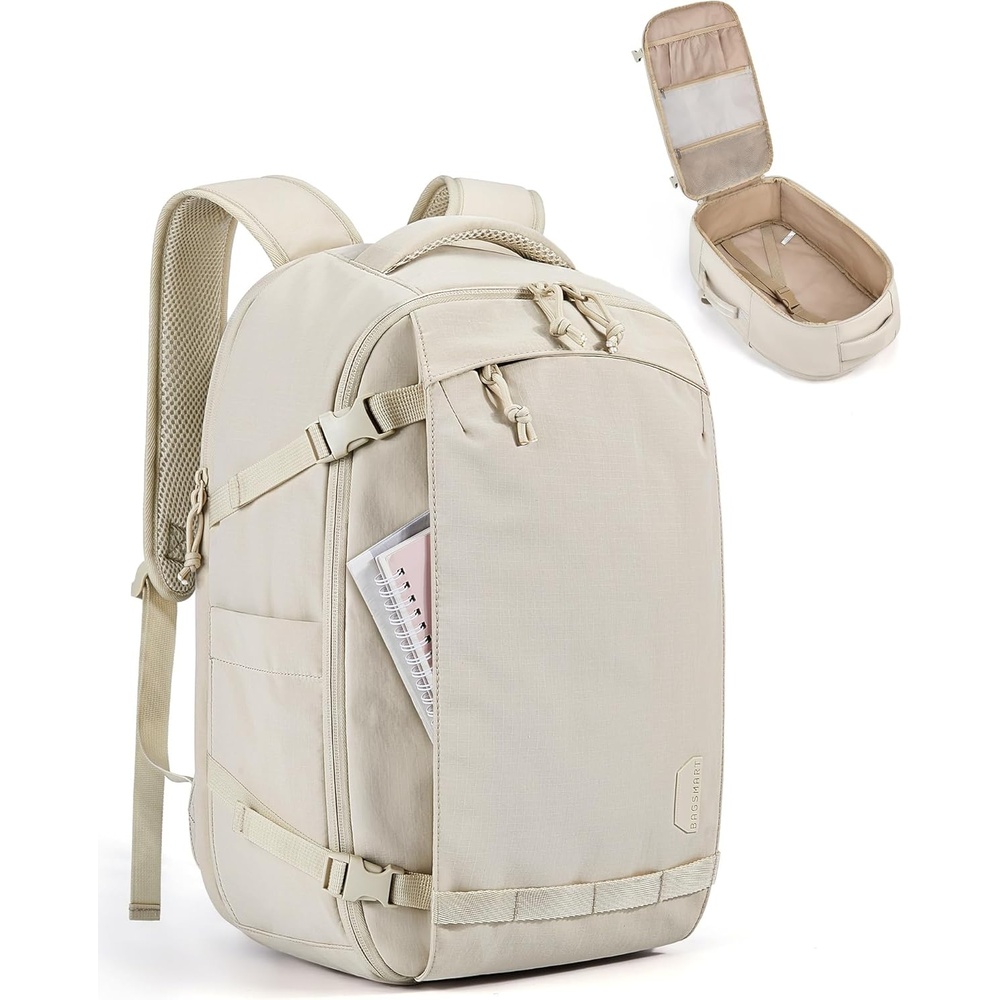 image:imageBAGSMART Travel Backpack Women 156 Inch Carry On Backpack Flight Approved TSA Approved Personal Item Travel Bag Water Resistant Weekender Bag Luggage Daypack Forest GreenBeige