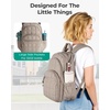 BAGSMART College Laptop Backpack, Travel Backpack for Women, Quilted Casual Daypack, Water-Resistant Bookbag for 15.6 Inch Laptop, Cherry Red(Camel)