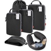 BAGSMART 6 Set Compression Packing Cubes Travel Essentials with Neck Pillow | Premium taslan organizer bags for budget airline carry-ons, luggage, suitcases, closets, cruises(Black)