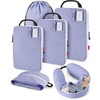BAGSMART 6 Set Compression Packing Cubes Travel Essentials with Neck Pillow | Premium taslan organizer bags for budget airline carry-ons, luggage, suitcases, closets, cruises(Purple)