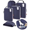 BAGSMART 6 Set Compression Packing Cubes Travel Essentials with Neck Pillow | Premium taslan organizer bags for budget airline carry-ons, luggage, suitcases, closets, cruises(Navy Blue)