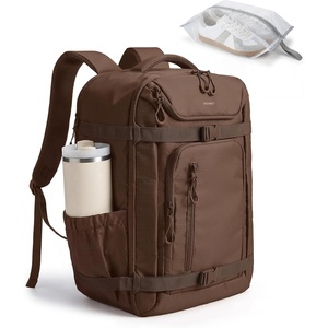 BAGSMART 35L Travel Backpack for Women & Men Fits 17-Inch Laptop, Airline Approved Carry On Backpack with Wet Pocket & Shoe Pouch, Water-Resistant Personal Item Travel Bag, Black(Coffee Brown)
