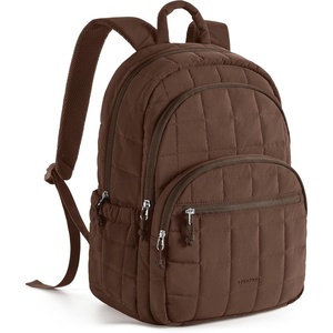 BAGSMART College Laptop Backpack, Travel Backpack for Women, Quilted Casual Daypack, Water-Resistant Bookbag for 15.6 Inch Laptop, Cherry Red(Chocolate)