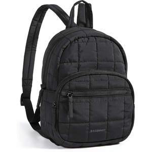 BAGSMART College Laptop Backpack, Travel Backpack for Women, Quilted Casual Daypack, Water-Resistant Bookbag for 15.6 Inch Laptop, Cherry Red(Classic Black)