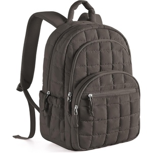BAGSMART College Laptop Backpack, Travel Backpack for Women, Quilted Casual Daypack, Water-Resistant Bookbag for 15.6 Inch Laptop, Cherry Red(Dim Gray)