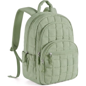 BAGSMART College Laptop Backpack, Travel Backpack for Women, Quilted Casual Daypack, Water-Resistant Bookbag for 15.6 Inch Laptop, Cherry Red(Forest Green)