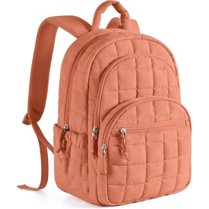 BAGSMART College Laptop Backpack, Travel Backpack for Women, Quilted Casual Daypack, Water-Resistant Bookbag for 15.6 Inch Laptop, Cherry Red(Orange)