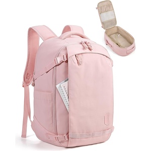 BAGSMART Travel Backpack Women, 15.6 Inch Carry On Backpack Flight Approved, TSA Approved Personal Item Travel Bag, Water Resistant Weekender Bag Luggage Daypack, Forest Green(Baby Pink)