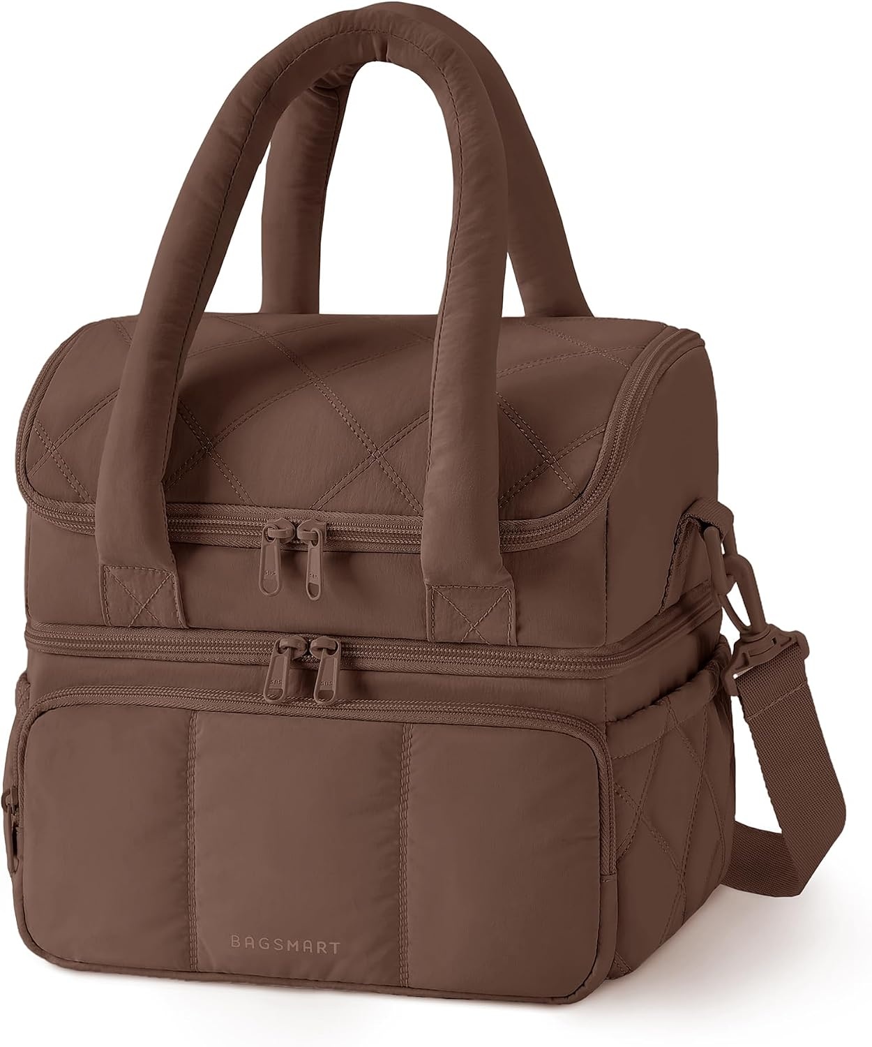 image:imageBAGSMART Insulated Lunch Bags for Women Cute Quilted Lunch Box Lightweight Puffy Padded Waterproof Lunch Tote Reusable Lunch Cooler for Work Picnic Travel BlackberryCoffee Brown