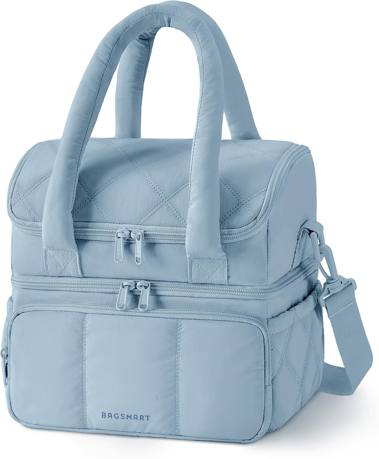image:imageBAGSMART Insulated Lunch Bags for Women Cute Quilted Lunch Box Lightweight Puffy Padded Waterproof Lunch Tote Reusable Lunch Cooler for Work Picnic Travel BlackberryDusk Blue