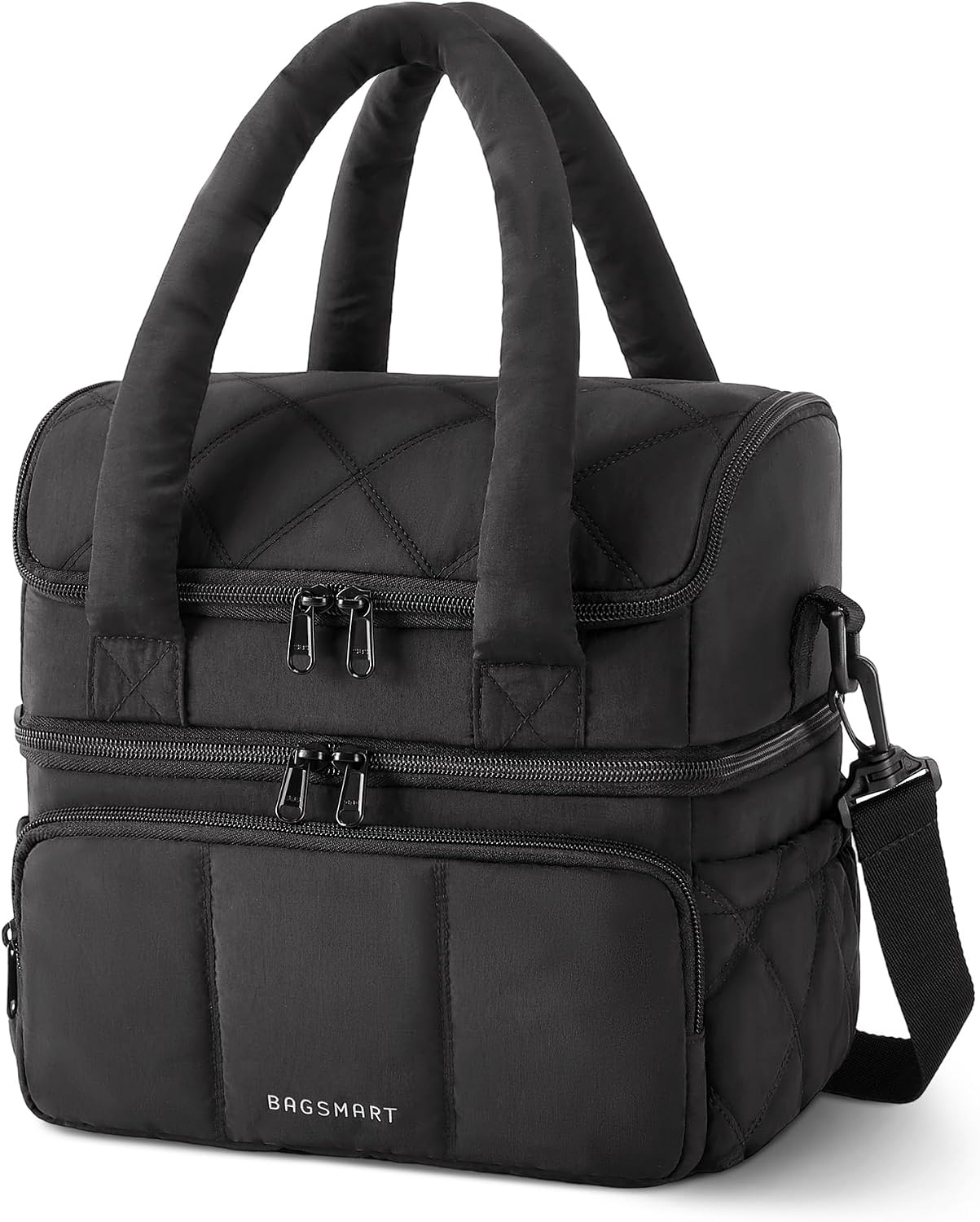image:imageBAGSMART Insulated Lunch Bags for Women Cute Quilted Lunch Box Lightweight Puffy Padded Waterproof Lunch Tote Reusable Lunch Cooler for Work Picnic Travel BlackberryBlack