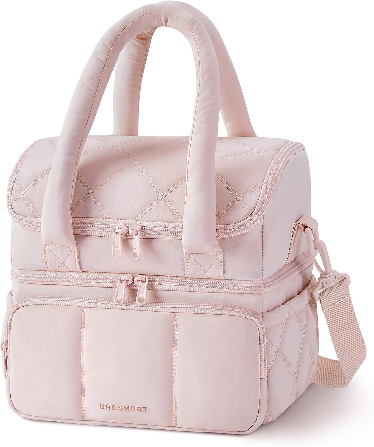 image:imageBAGSMART Insulated Lunch Bags for Women Cute Quilted Lunch Box Lightweight Puffy Padded Waterproof Lunch Tote Reusable Lunch Cooler for Work Picnic Travel BlackberryPink