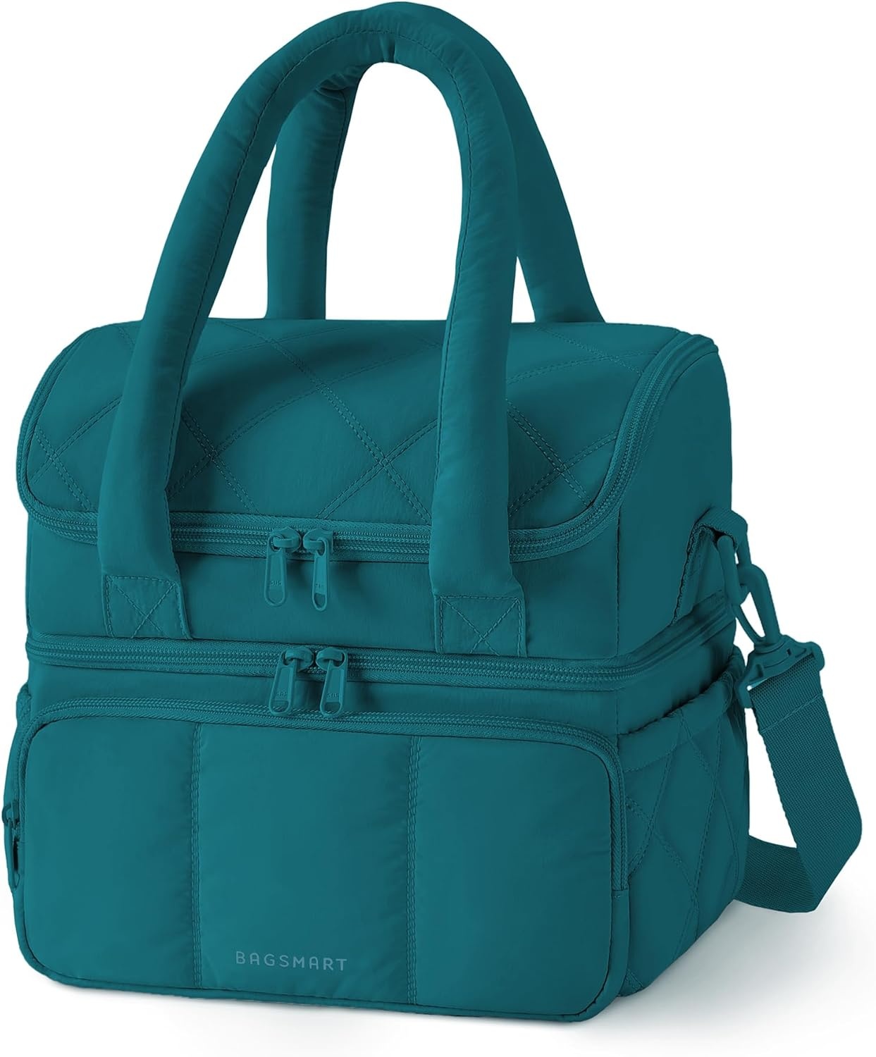 image:imageBAGSMART Insulated Lunch Bags for Women Cute Quilted Lunch Box Lightweight Puffy Padded Waterproof Lunch Tote Reusable Lunch Cooler for Work Picnic Travel BlackberryTeal