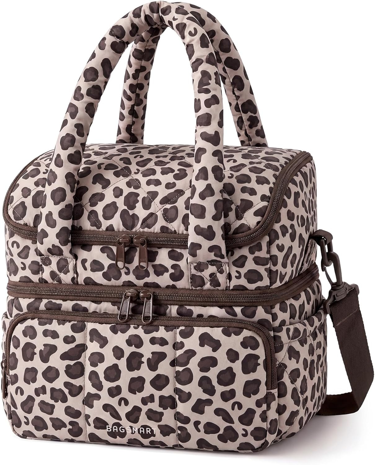 image:imageBAGSMART Insulated Lunch Bags for Women Cute Quilted Lunch Box Lightweight Puffy Padded Waterproof Lunch Tote Reusable Lunch Cooler for Work Picnic Travel BlackberryPrintLeopard