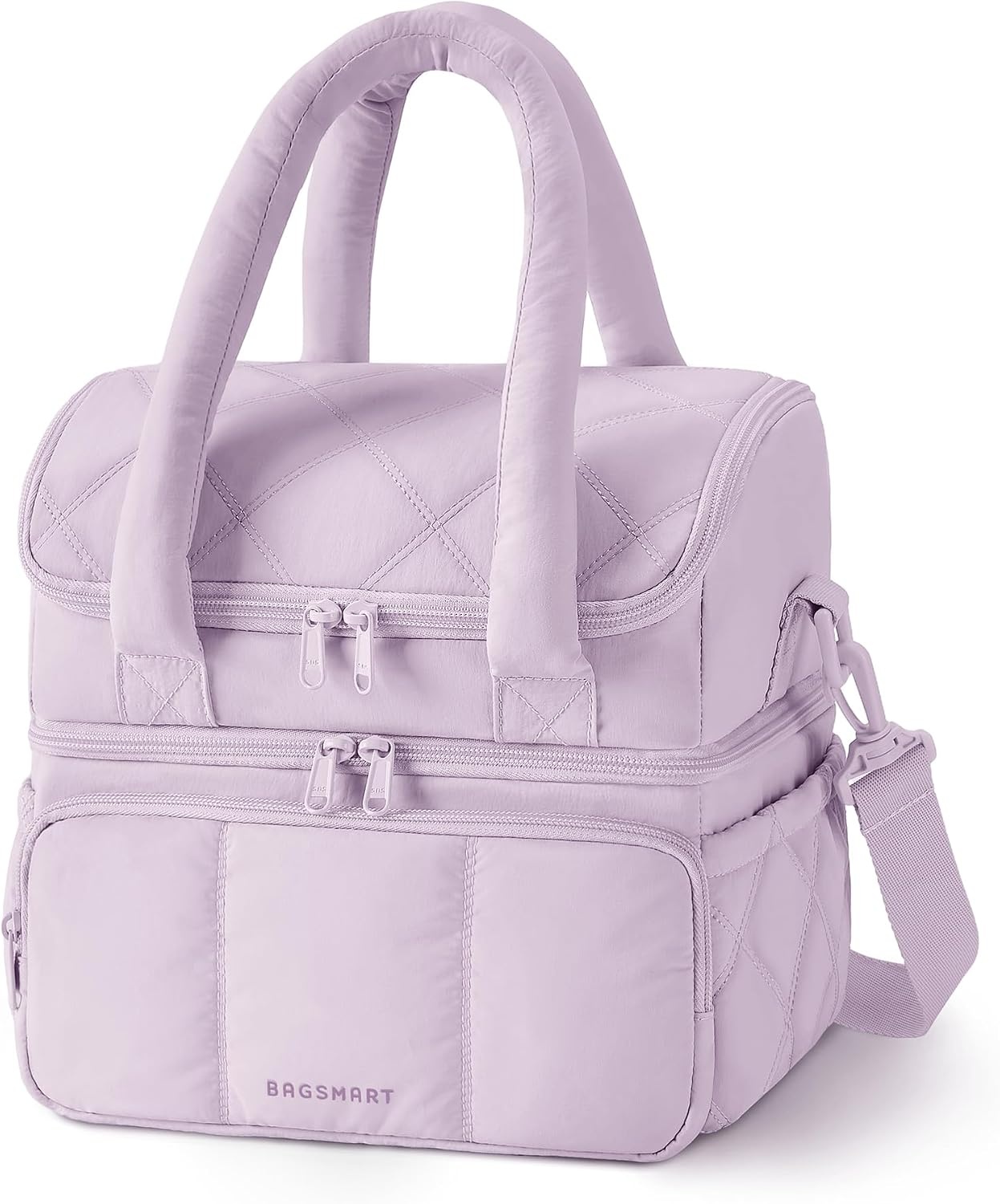 image:imageBAGSMART Insulated Lunch Bags for Women Cute Quilted Lunch Box Lightweight Puffy Padded Waterproof Lunch Tote Reusable Lunch Cooler for Work Picnic Travel BlackberryLavender Purple