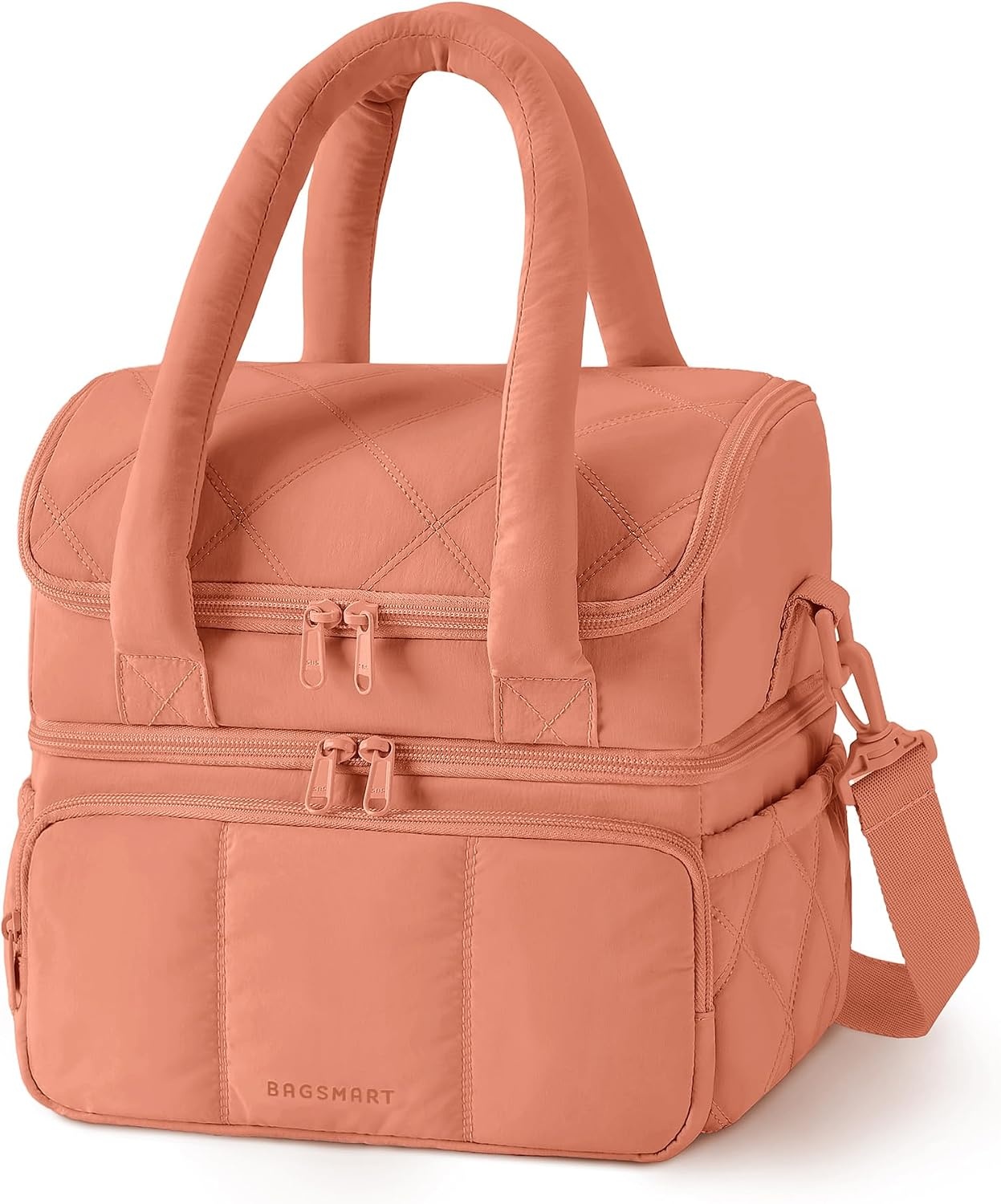 image:imageBAGSMART Insulated Lunch Bags for Women Cute Quilted Lunch Box Lightweight Puffy Padded Waterproof Lunch Tote Reusable Lunch Cooler for Work Picnic Travel BlackberryClay Orange