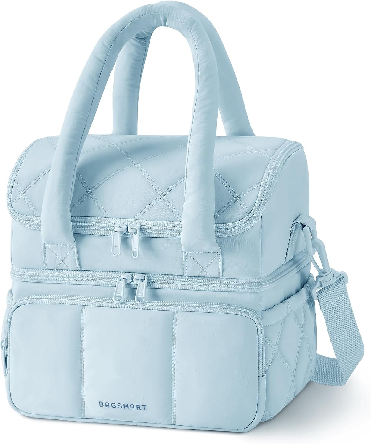 image:imageBAGSMART Insulated Lunch Bags for Women Cute Quilted Lunch Box Lightweight Puffy Padded Waterproof Lunch Tote Reusable Lunch Cooler for Work Picnic Travel BlackberryLight Blue