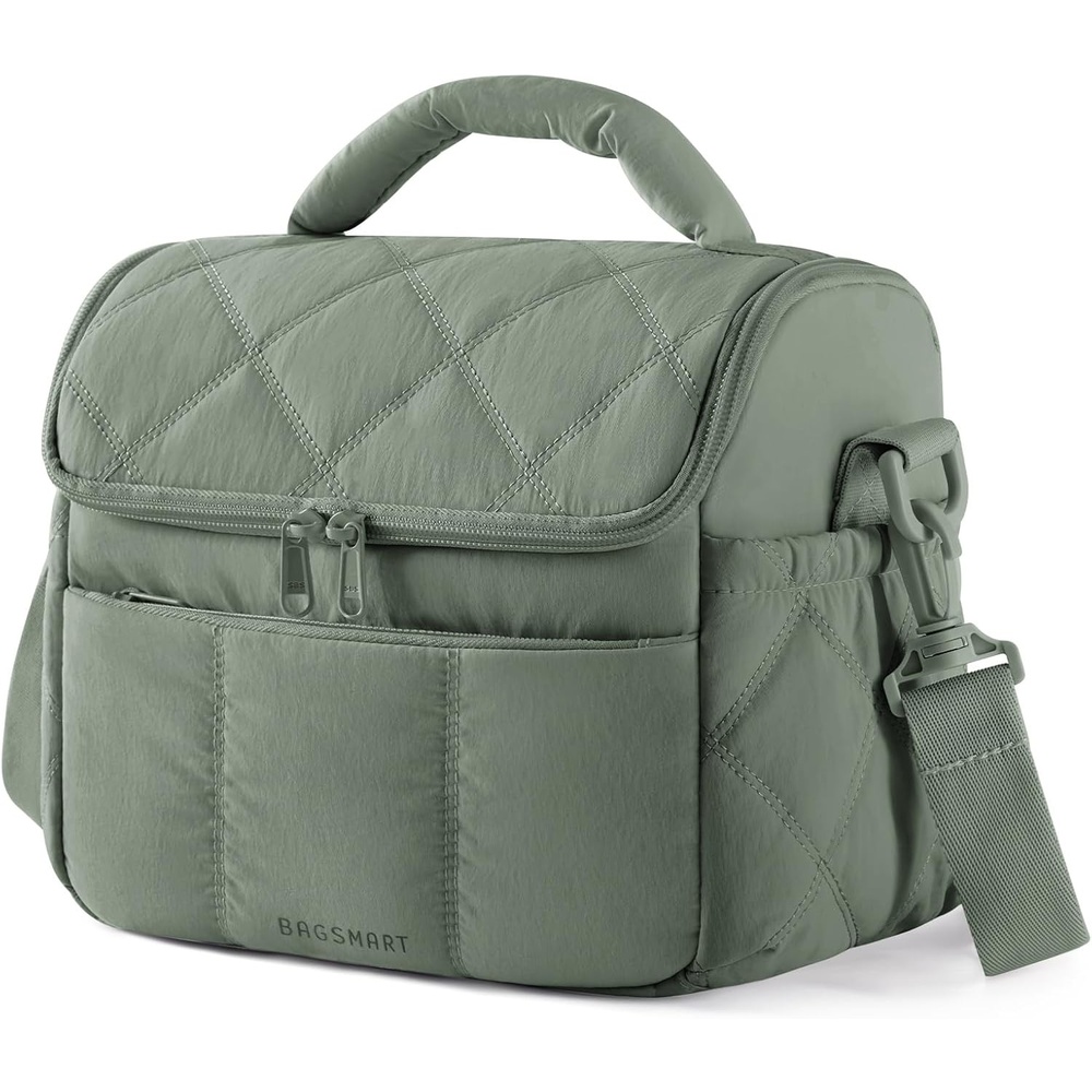 image:imageBAGSMART Insulated Lunch Bags for Women Cute Quilted Lunch Box Lightweight Puffy Padded Waterproof Lunch Tote Reusable Lunch Cooler for Work Picnic Travel BlackberryOlive Green