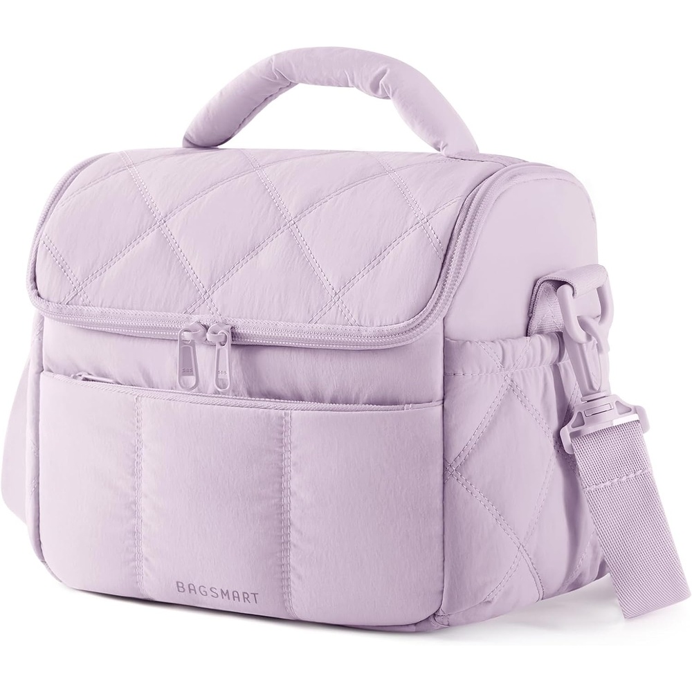 image:imageBAGSMART Insulated Lunch Bags for Women Cute Quilted Lunch Box Lightweight Puffy Padded Waterproof Lunch Tote Reusable Lunch Cooler for Work Picnic Travel BlackberryLavender Purple