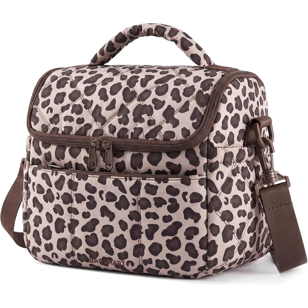 image:imageBAGSMART Insulated Lunch Bags for Women Cute Quilted Lunch Box Lightweight Puffy Padded Waterproof Lunch Tote Reusable Lunch Cooler for Work Picnic Travel BlackberryPrintLeopard