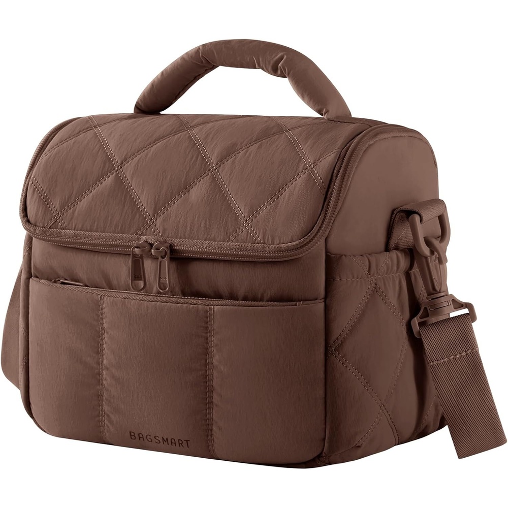 image:imageBAGSMART Insulated Lunch Bags for Women Cute Quilted Lunch Box Lightweight Puffy Padded Waterproof Lunch Tote Reusable Lunch Cooler for Work Picnic Travel BlackberryCoffee Brown