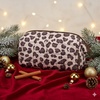 BAGSMART Makeup Bag Travel Toiletry Bag, Puffy Padded Make Up Bags for Women Makeup Organizer Case, Wide-open Pouch Purse Travel Essentials Toiletries Accessories Brushes, Apricot Pink(26-Leopard Print)