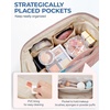 BAGSMART Makeup Bag Travel Toiletry Bag, Puffy Padded Make Up Bags for Women Makeup Organizer Case, Wide-open Pouch Purse Travel Essentials Toiletries Accessories Brushes, Apricot Pink(02-Dusty Rose Pink)