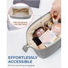 BAGSMART Makeup Bag Travel Toiletry Bag, Puffy Padded Make Up Bags for Women Makeup Organizer Case, Wide-open Pouch Purse Travel Essentials Toiletries Accessories Brushes, Apricot Pink(06-Grey)