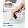 BAGSMART Makeup Bag Travel Toiletry Bag, Puffy Padded Make Up Bags for Women Makeup Organizer Case, Wide-open Pouch Purse Travel Essentials Toiletries Accessories Brushes, Apricot Pink(13-Mint Green)