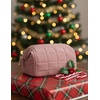 BAGSMART Makeup Bag Travel Toiletry Bag, Puffy Padded Make Up Bags for Women Makeup Organizer Case, Wide-open Pouch Purse Travel Essentials Toiletries Accessories Brushes, Apricot Pink(02-Dusty Rose Pink)