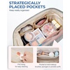 BAGSMART Makeup Bag Travel Toiletry Bag, Puffy Padded Make Up Bags for Women Makeup Organizer Case, Wide-open Pouch Purse Travel Essentials Toiletries Accessories Brushes, Apricot Pink(06-Grey)