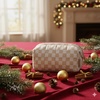 BAGSMART Makeup Bag Travel Toiletry Bag, Puffy Padded Make Up Bags for Women Makeup Organizer Case, Wide-open Pouch Purse Travel Essentials Toiletries Accessories Brushes, Apricot Pink(11-Checkered Khaki)